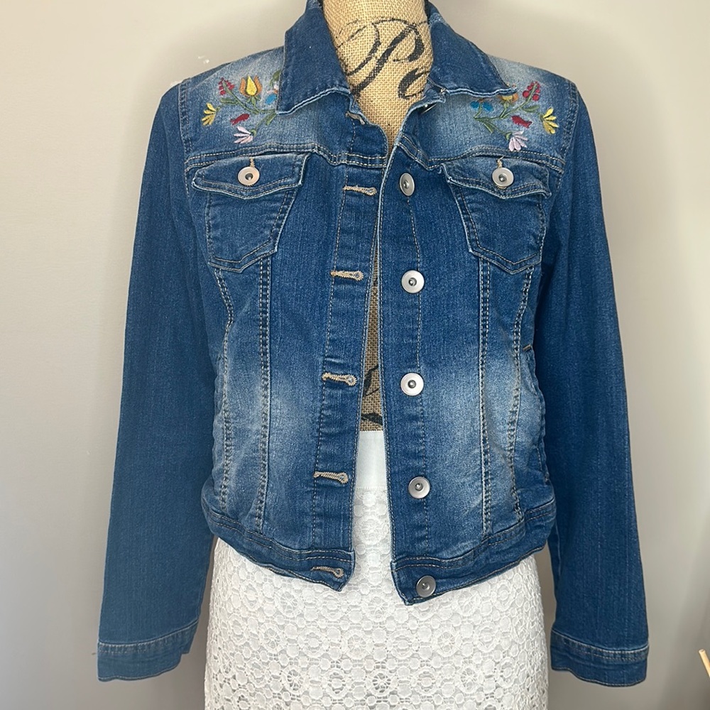 New look denim jacket with floral embroidery